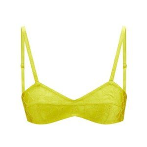 GUCCI | Yellow Silk Embroidered GG Duchesse Bra | Size